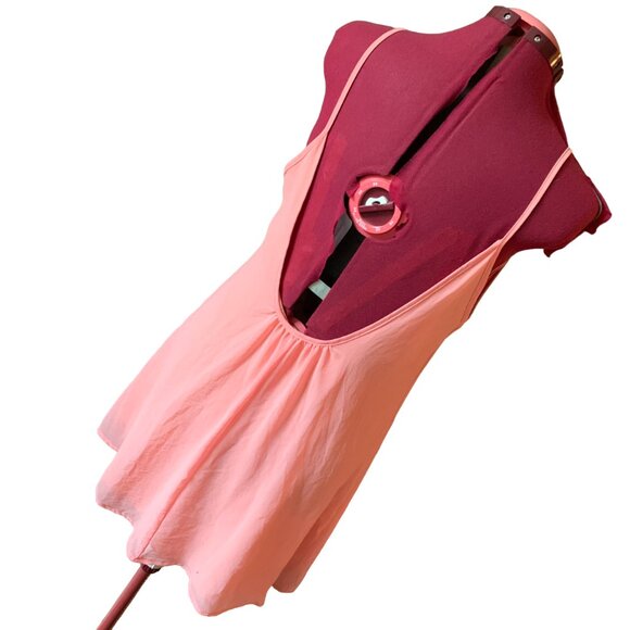 VINTAGE - Orange - silk crepe nightgown - lightweight and semi-transparent Large - Picture 6 of 7